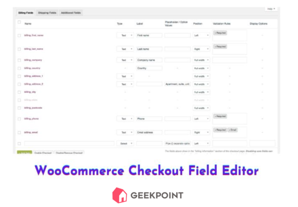 WooCommerce Checkout Field Editor