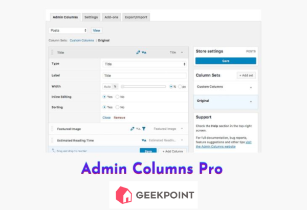 Free Download Admin Columns Pro Plugin for Wordpress